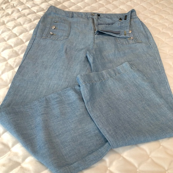 Massimo dutti soft Demin wide leg pants sz 4 buttoned front pockets - Picture 5 of 10